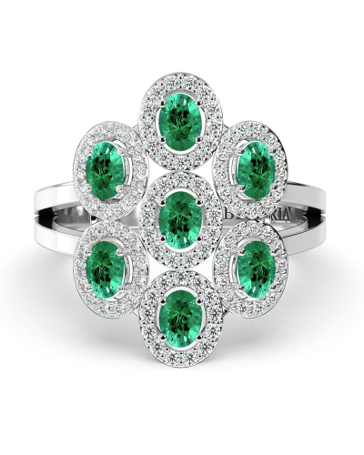 Bague en or blanc 18carats émeraude et diamants