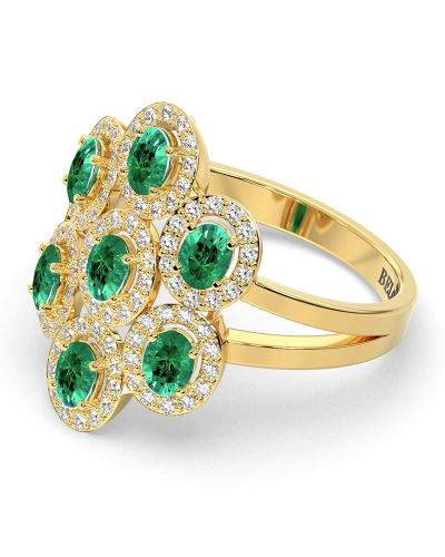 Bague en or jaune 18carats émeraude et diamants