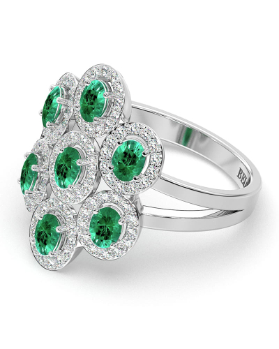 Bague en or blanc 18carats émeraude et diamants