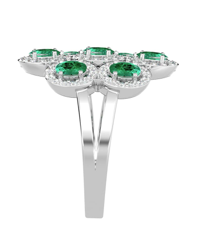 Bague en or blanc 18carats émeraude et diamants