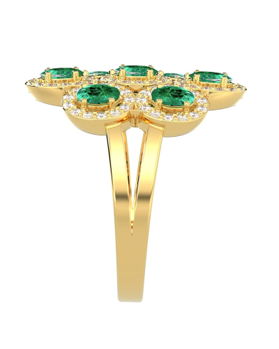Bague en or jaune 18carats émeraude et diamants