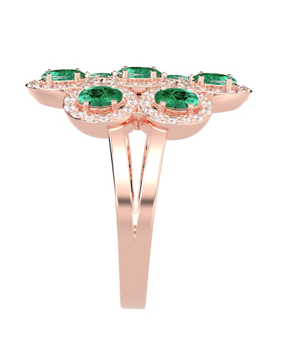 Bague en or rose 18carats émeraude et diamants
