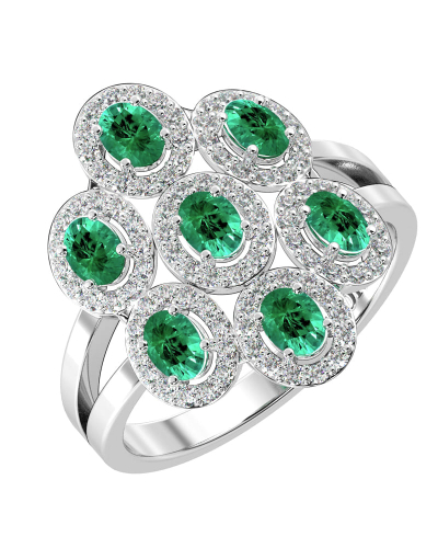 Bague en or blanc 18carats émeraude et diamants