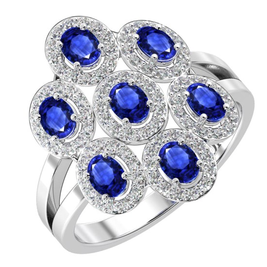 Bague en or blanc 18carats saphir et diamants