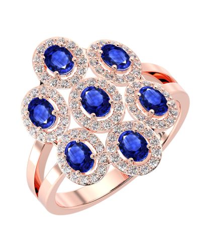 Bague en or rose 18carats saphir et diamants