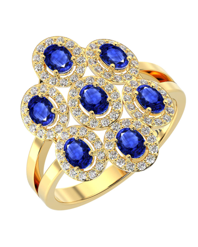 Bague en or jaune 18carats saphir et diamants