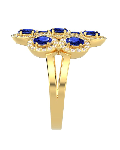 Bague en or jaune 18carats saphir et diamants