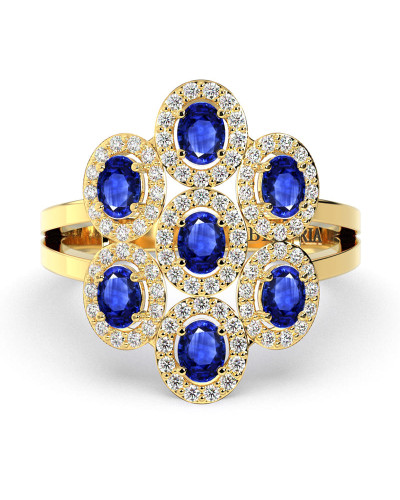 Bague en or jaune 18carats saphir et diamants