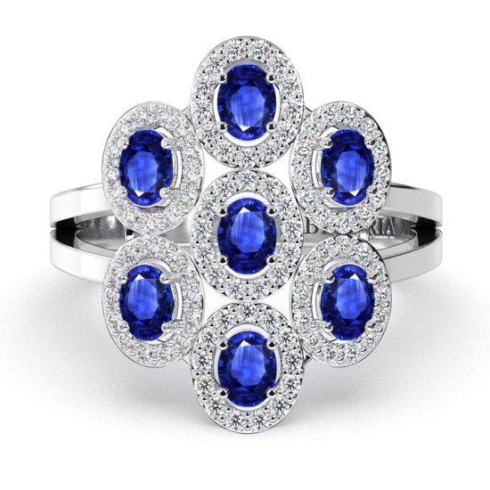 Bague en or blanc 18carats saphir et diamants