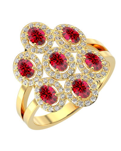 Bague en or jaune 18carats rubis et diamants