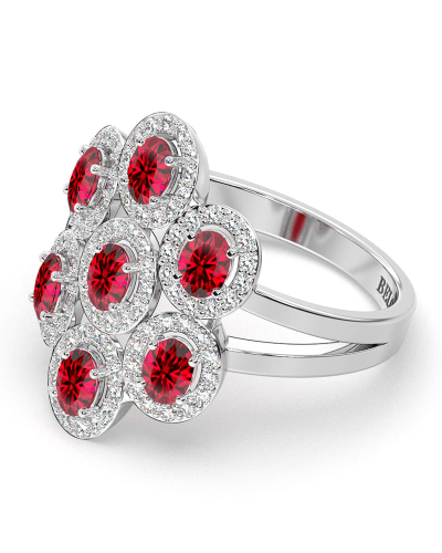 Bague en or blanc 18carats rubis et diamants