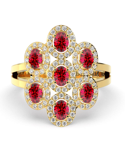 Bague en or jaune 18carats rubis et diamants
