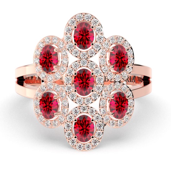 Bague en or rose 18carats rubis et diamants