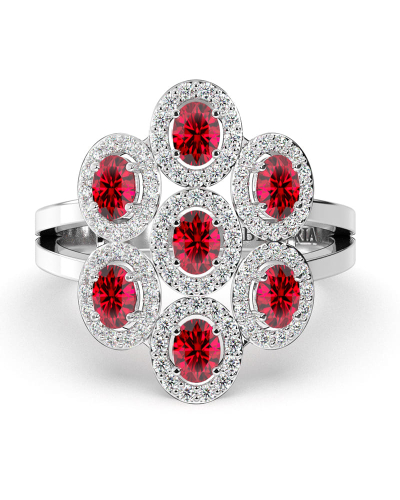 Bague en or blanc 18carats rubis et diamants