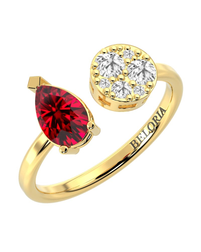 Bague toi et moi en or jaune 18carats diamants et rubis