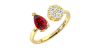 Bague toi et moi en or jaune 18carats diamants et rubis