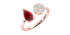 Bague toi et moi en or rose 18carats diamants et rubis