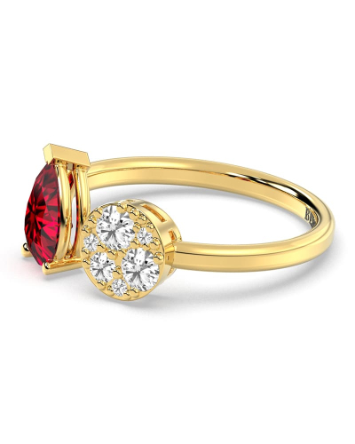 Bague toi et moi en or jaune 18carats diamants et rubis