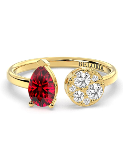 Bague toi et moi en or jaune 18carats diamants et rubis
