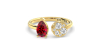 Bague toi et moi en or jaune 18carats diamants et rubis