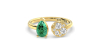Bague toi et moi en or jaune 18carats diamants et emeraude
