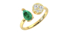 Bague toi et moi en or jaune 18carats diamants et emeraude