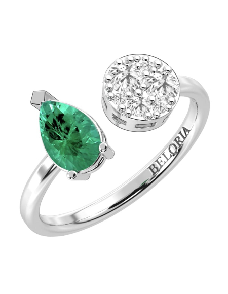 Bague toi et moi en or jaune 18carats diamants et emeraude 2