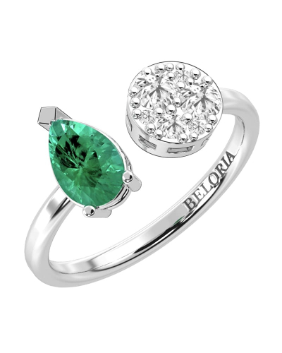 Bague toi et moi en or blanc 18carats diamants et emeraude