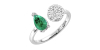 Bague toi et moi en or blanc 18carats diamants et emeraude