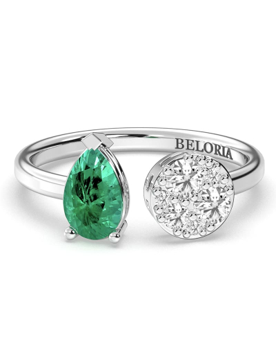 Bague toi et moi en or blanc 18carats diamants et emeraude