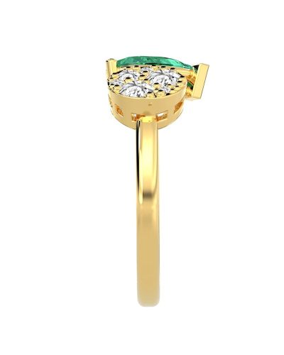 Bague toi et moi en or jaune 18carats diamants et emeraude