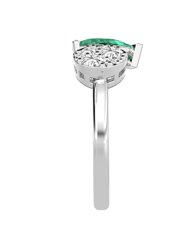 Bague toi et moi en or blanc 18carats diamants et emeraude