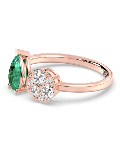 Bague toi et moi en or rose 18carats diamants et emeraude