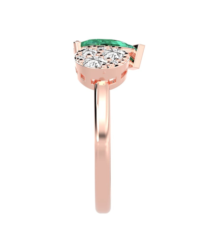 Bague toi et moi en or rose 18carats diamants et emeraude
