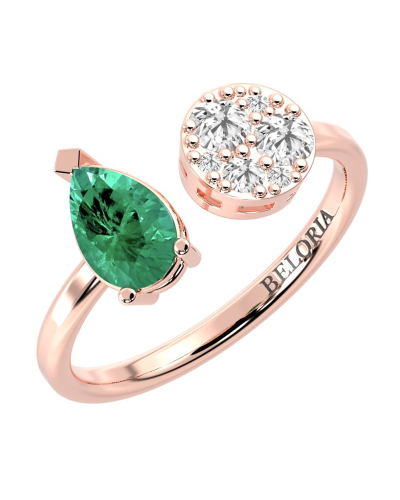 Bague toi et moi en or rose 18carats diamants et emeraude