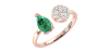 Bague toi et moi en or rose 18carats diamants et emeraude