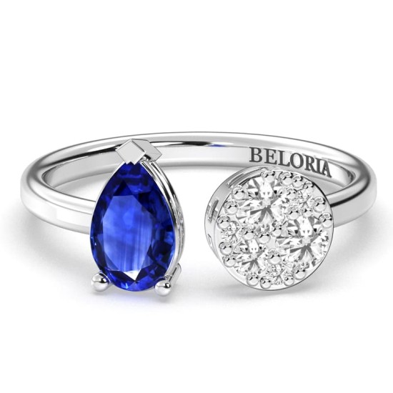 Bague toi et moi en or blanc 18carats saphir et diamants