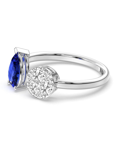 Bague toi et moi en or blanc 18carats saphir et diamants