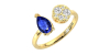 Bague toi et moi en or jaune 18carats saphir et diamants