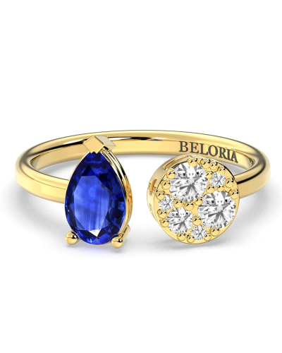 Bague toi et moi en or jaune 18carats saphir et diamants