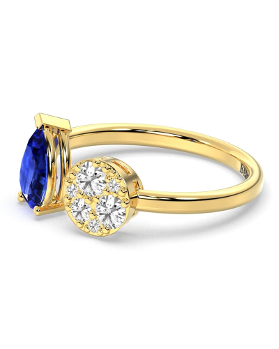 Bague toi et moi en or jaune 18carats saphir et diamants