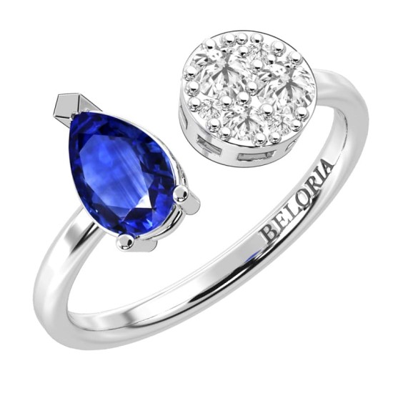 Bague toi et moi en or blanc 18carats saphir et diamants