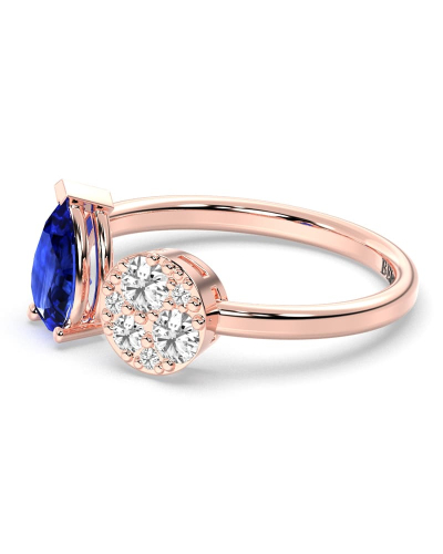 Bague toi et moi en or rose 18carats saphir et diamants