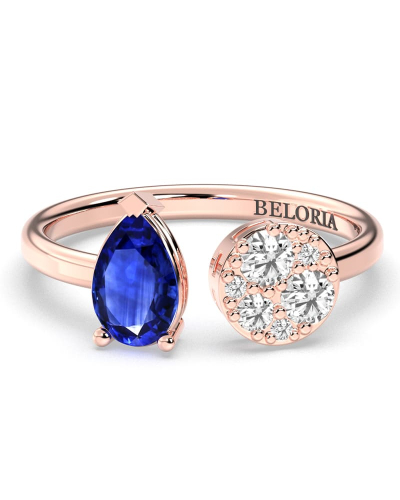Bague toi et moi en or rose 18carats saphir et diamants