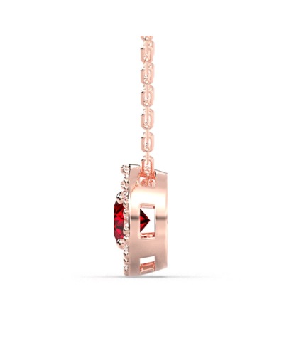 Collier halo en Or rose avec rubis rond