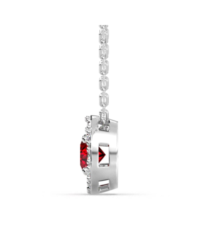 Collier halo en Or blanc avec rubis rond