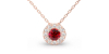 Collier halo en Or rose avec rubis rond
