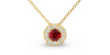 Collier halo en Or jaune avec rubis rond