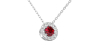 Collier halo en Or blanc avec rubis rond
