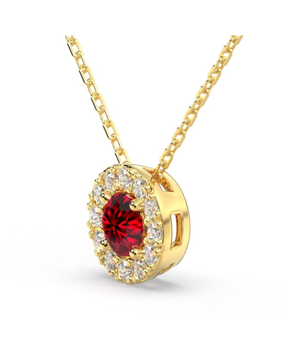 Collier halo en Or jaune avec rubis rond